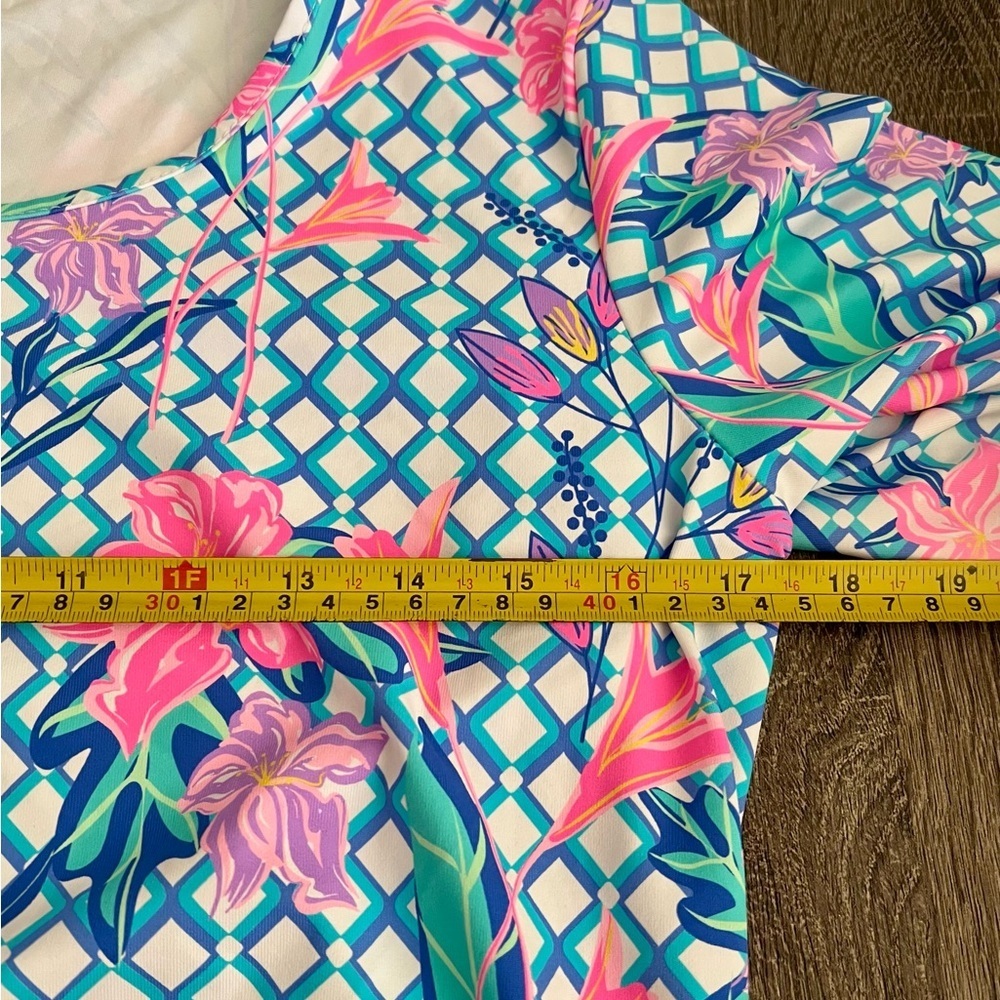Lulu B UPF 50 Floral Cooling Top Small Bright Tropical Print 3/4 Sleeve NWT new‌ - Picture 6 of 12